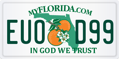 FL license plate EUOD99