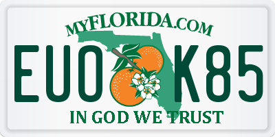 FL license plate EUOK85