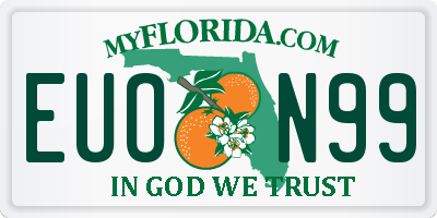FL license plate EUON99