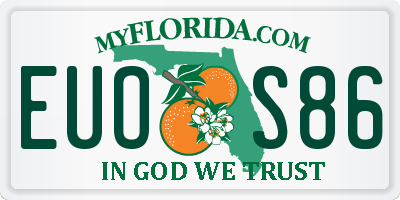 FL license plate EUOS86