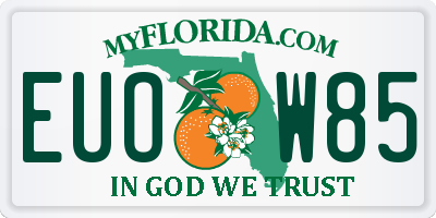 FL license plate EUOW85