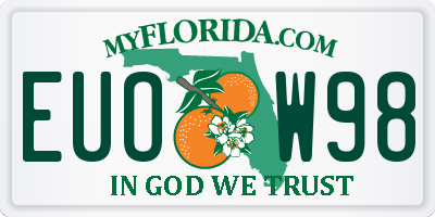 FL license plate EUOW98