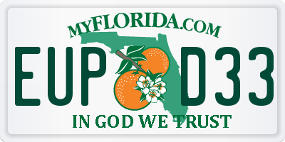 FL license plate EUPD33