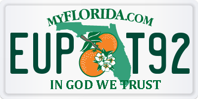 FL license plate EUPT92