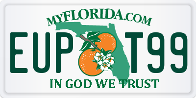 FL license plate EUPT99