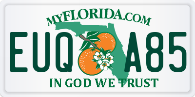 FL license plate EUQA85