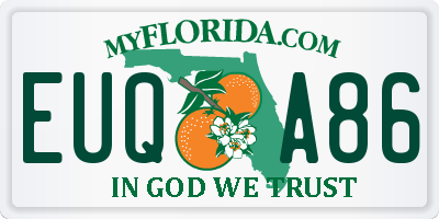 FL license plate EUQA86