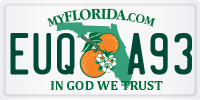 FL license plate EUQA93