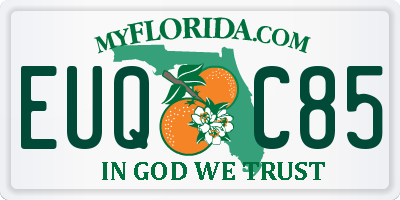 FL license plate EUQC85