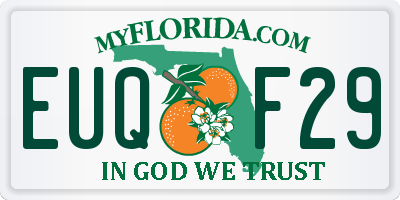 FL license plate EUQF29