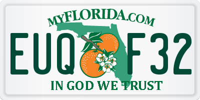 FL license plate EUQF32