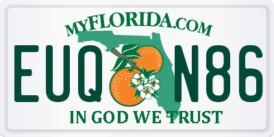 FL license plate EUQN86