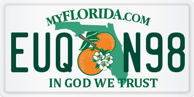 FL license plate EUQN98
