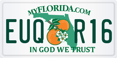 FL license plate EUQR16