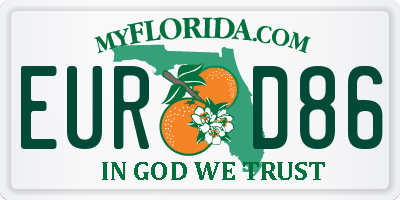 FL license plate EURD86