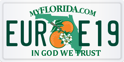 FL license plate EURE19