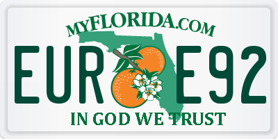 FL license plate EURE92