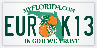 FL license plate EURK13