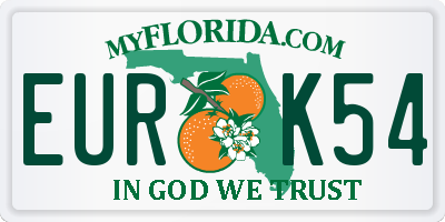FL license plate EURK54