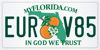 FL license plate EURV85