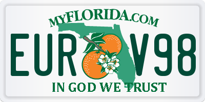 FL license plate EURV98