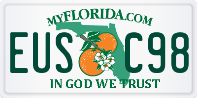 FL license plate EUSC98