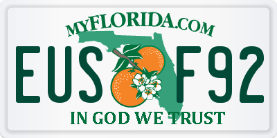 FL license plate EUSF92