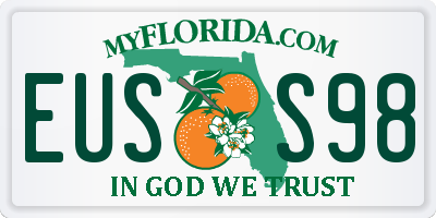 FL license plate EUSS98