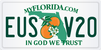 FL license plate EUSV20
