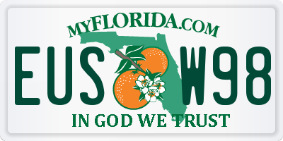 FL license plate EUSW98