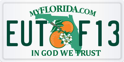 FL license plate EUTF13