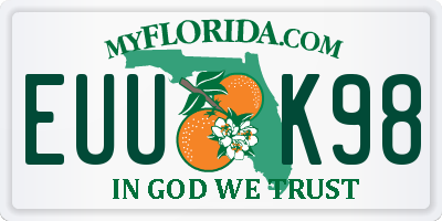 FL license plate EUUK98