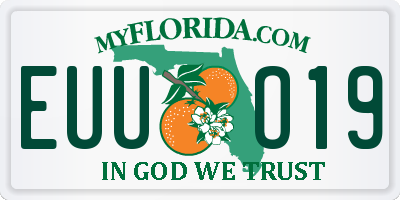 FL license plate EUUO19