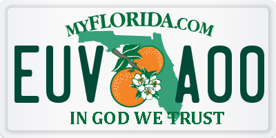 FL license plate EUVA00