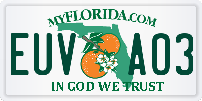 FL license plate EUVA03