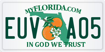 FL license plate EUVA05