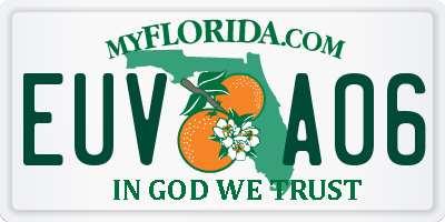 FL license plate EUVA06