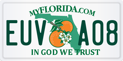 FL license plate EUVA08