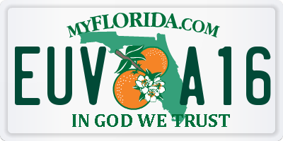FL license plate EUVA16