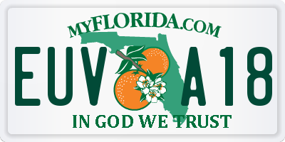 FL license plate EUVA18