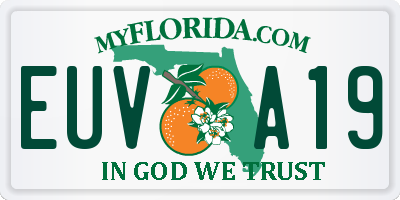 FL license plate EUVA19