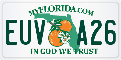 FL license plate EUVA26