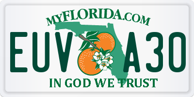 FL license plate EUVA30