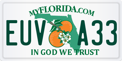 FL license plate EUVA33