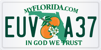 FL license plate EUVA37