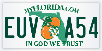 FL license plate EUVA54