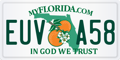 FL license plate EUVA58