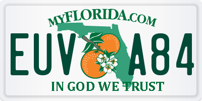 FL license plate EUVA84