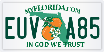 FL license plate EUVA85