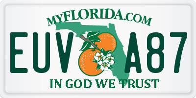 FL license plate EUVA87